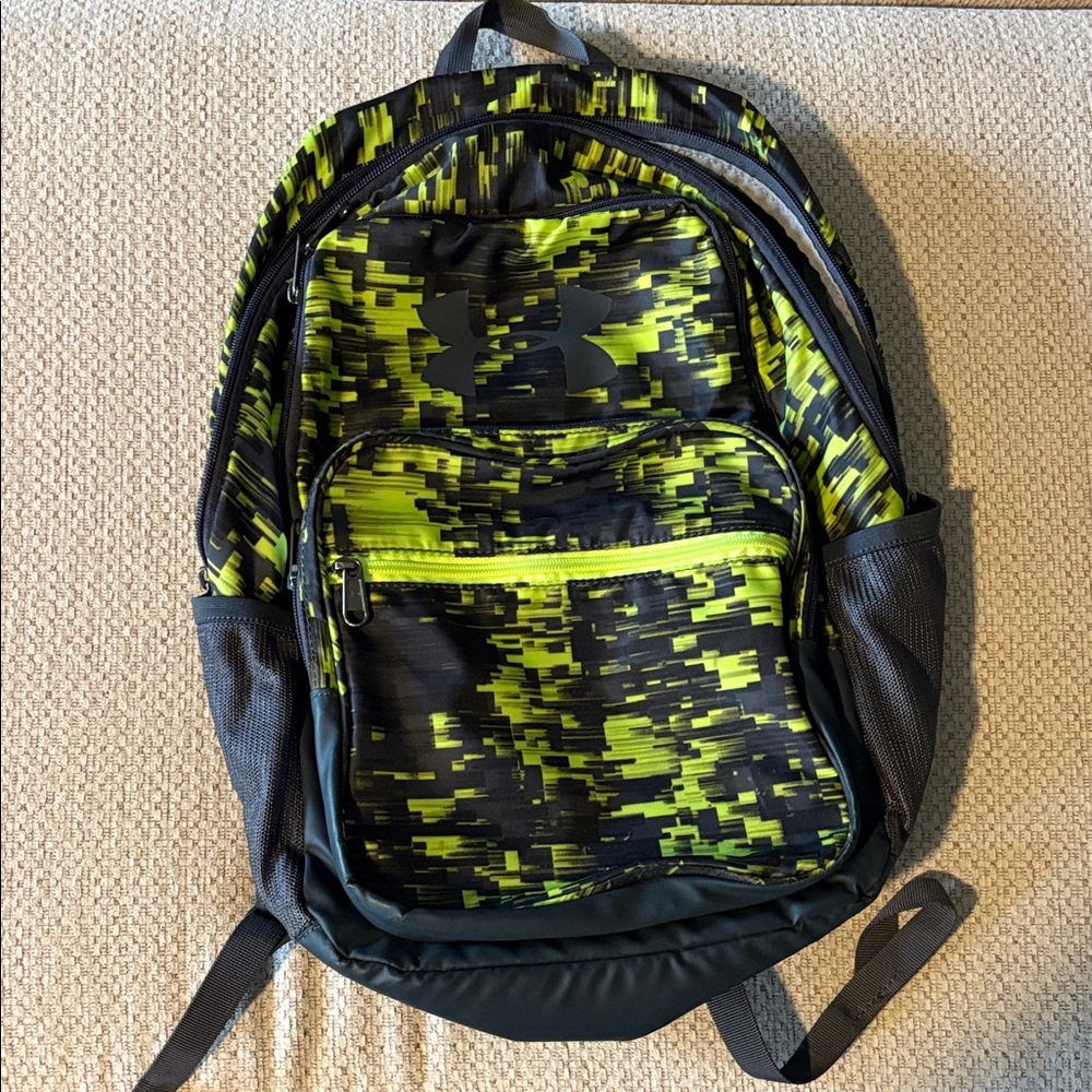 Under Armour Men's Black and Neon Green Backpack